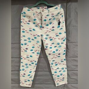 Talbots Flawless Pants Women’s  10 High Waist Jegging Crop Fish Print Denim NWT